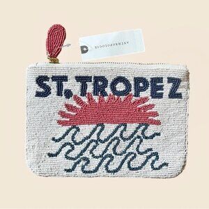 Anthropologie The Fiona Medium Beaded Pouch: City Edition ST. TROPEZ vacation